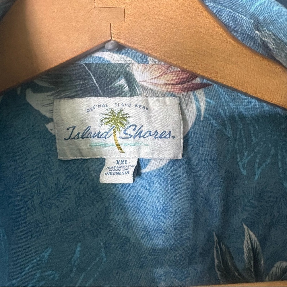 Vintage Rayon Hawaiian Shirt Mens XXL Teal Tropical Aloha Camp Collar - Picture 4 of 8